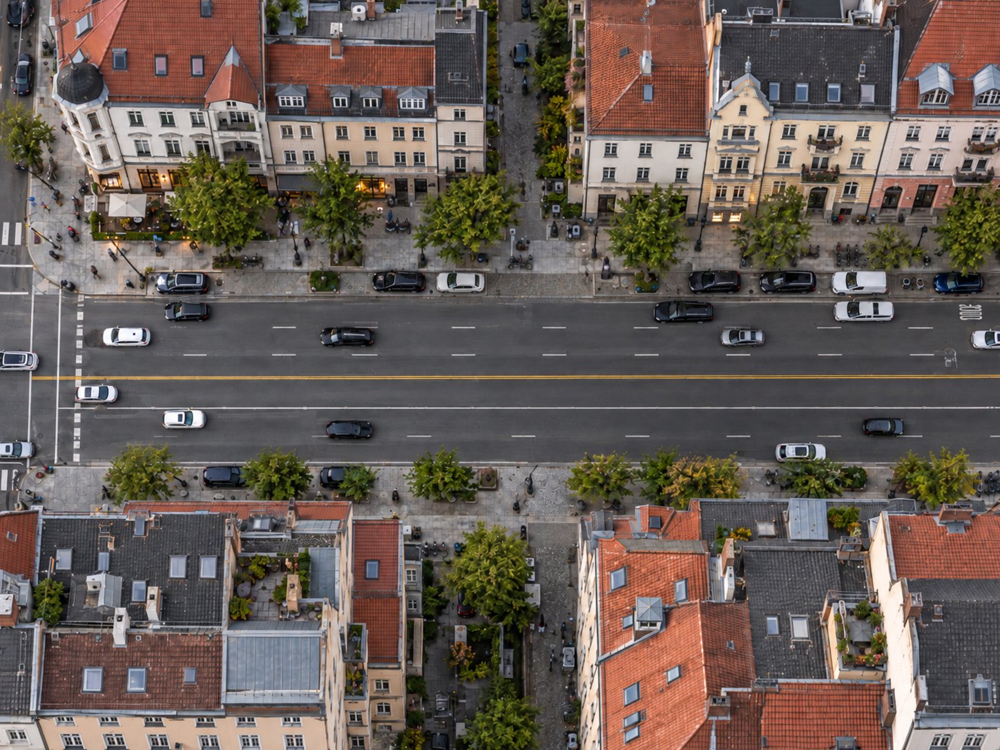 German city streets from above